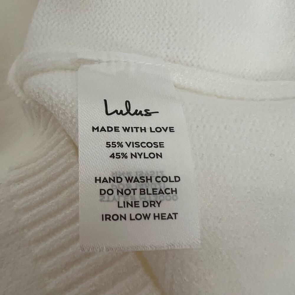 Lulus ivory cream turtleneck sweater bishop balloon sleeves - Picture 5 of 5